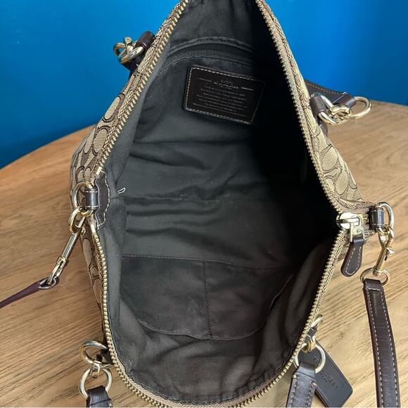 Coach Kelsey Small Satchel Signature Jacquard Tan Brown Crossbody Bag - Picture 7 of 13